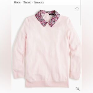 J.Crew pink pullover with Liberty of London floral collar XS